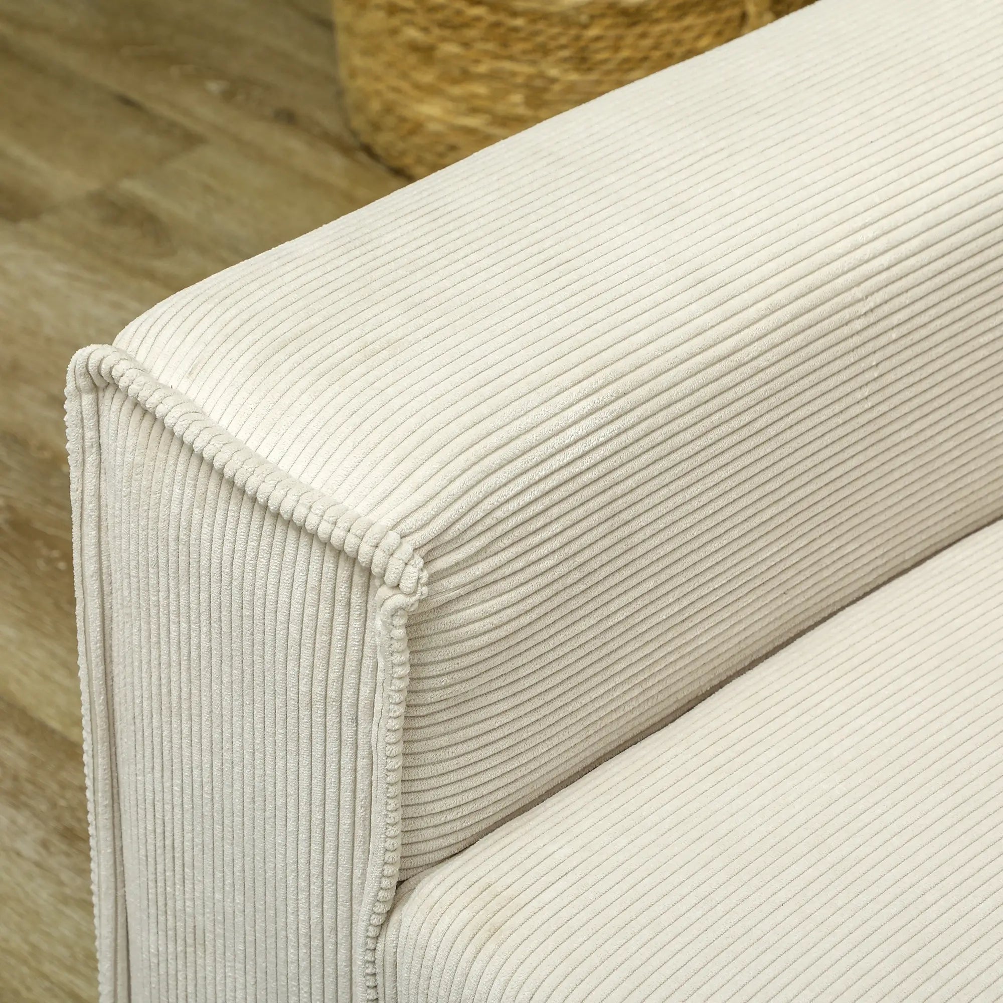 HOMCOM Dreisitzer Sofa Couch mit Federkern und Rückenkissen Cremeweiß