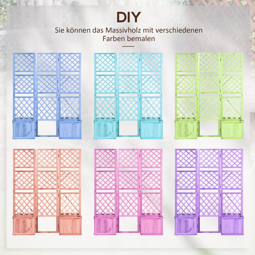 Outsunny Sichtschutz Spalier mit 4 Pflanzkästen klappbar Outdoor