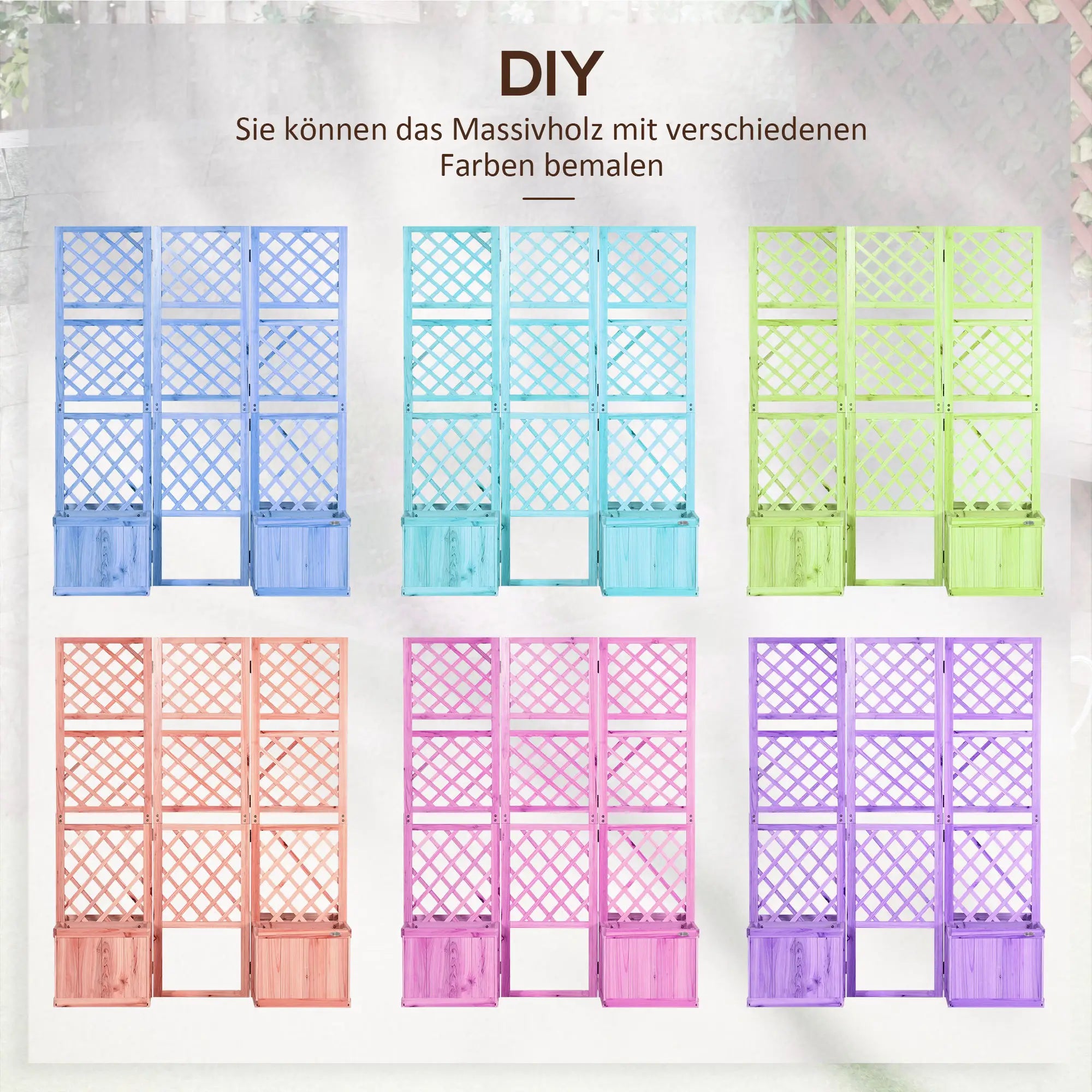 Outsunny Sichtschutz Spalier mit 4 Pflanzkästen klappbar Outdoor