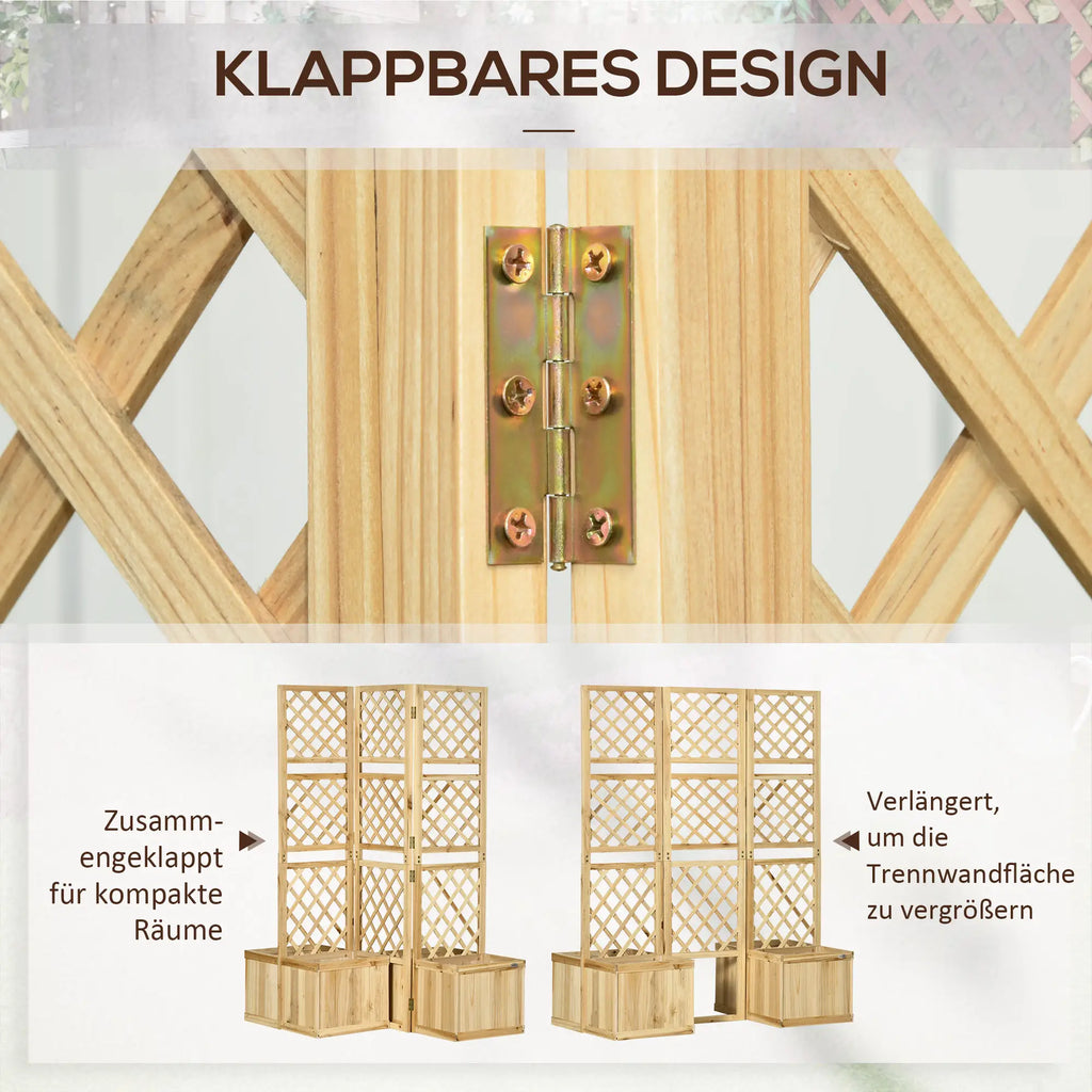 Outsunny Sichtschutz Spalier mit 4 Pflanzkästen klappbar Outdoor
