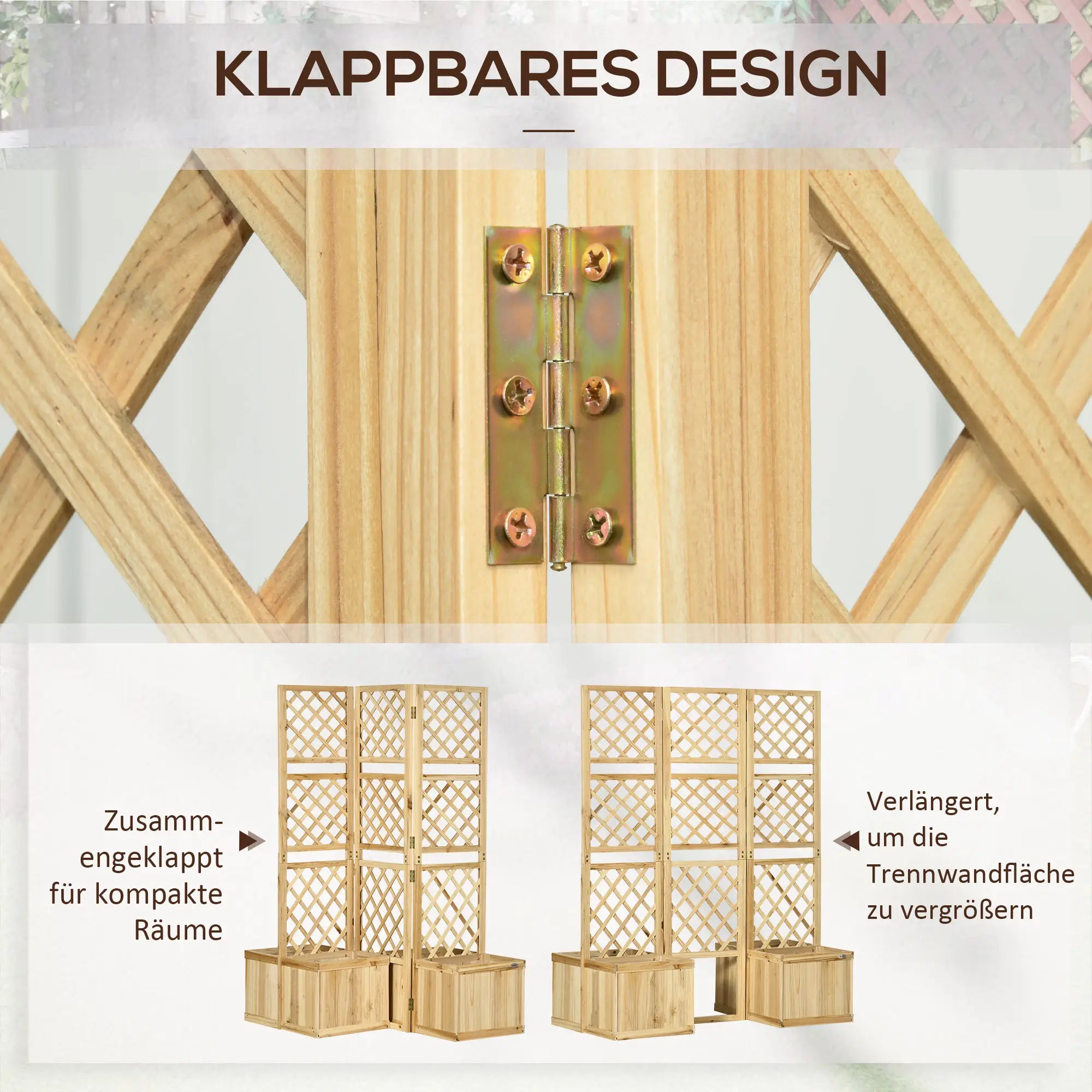 Outsunny Sichtschutz Spalier mit 4 Pflanzkästen klappbar Outdoor