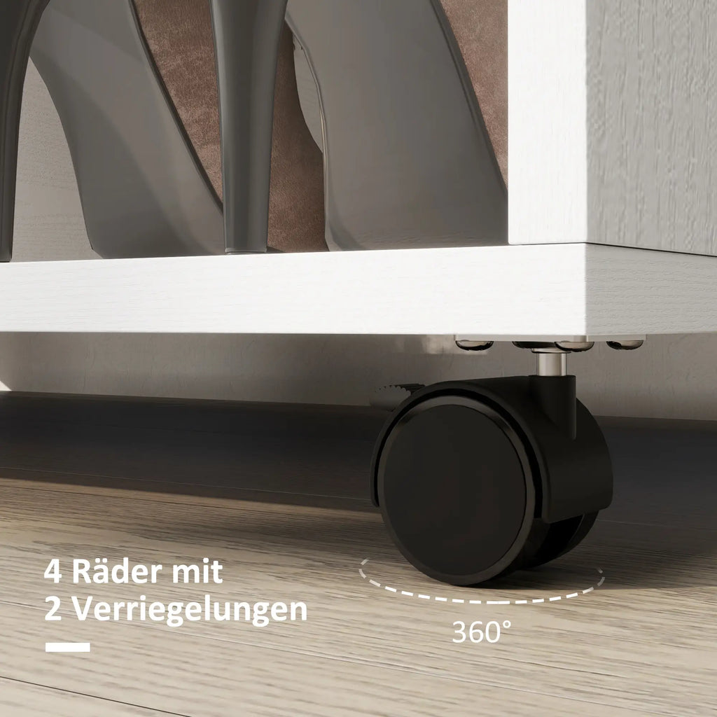 HOMCOM Kleiderschrank auf Rollen mit 3 Regalen Weiß
