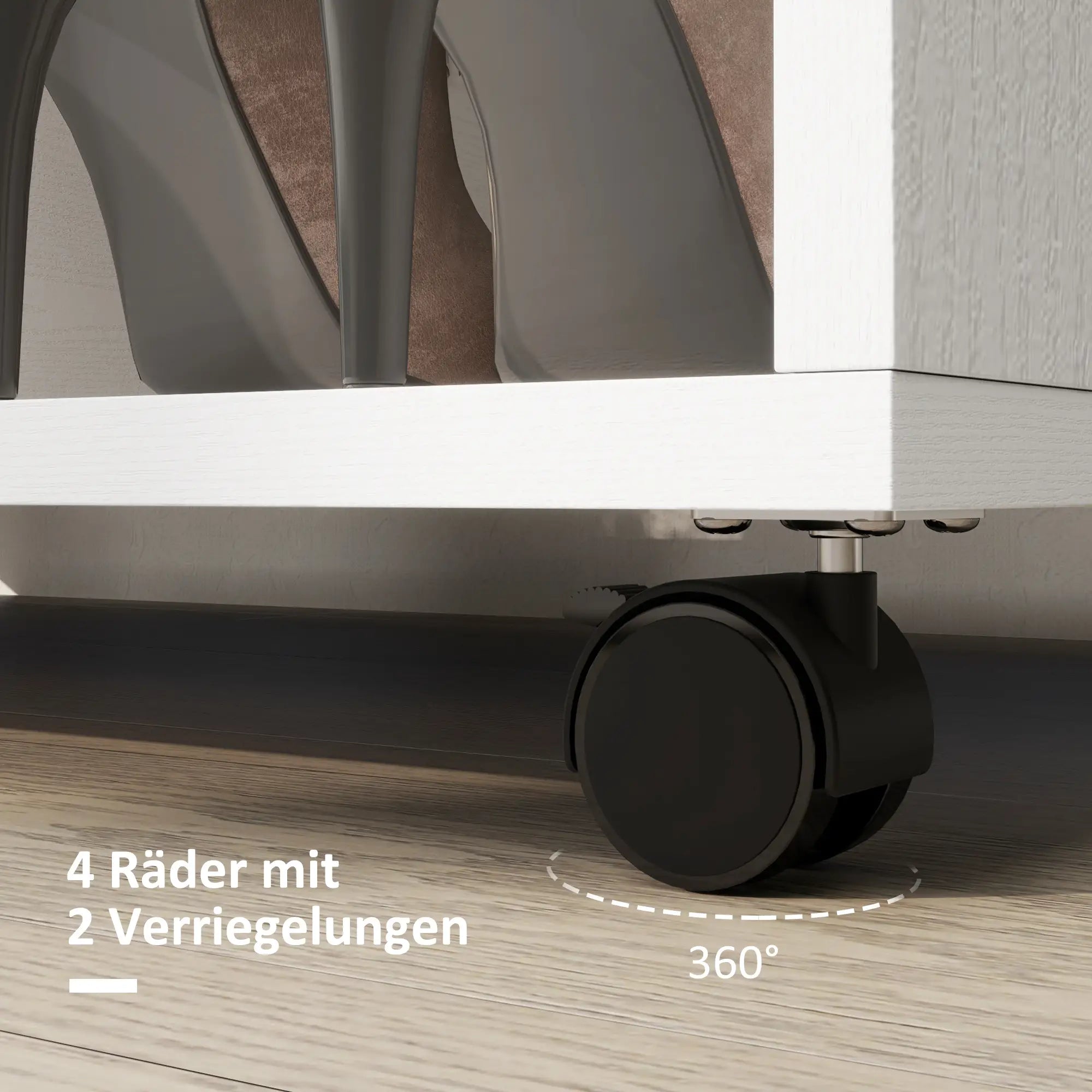 HOMCOM Kleiderschrank auf Rollen mit 3 Regalen Weiß