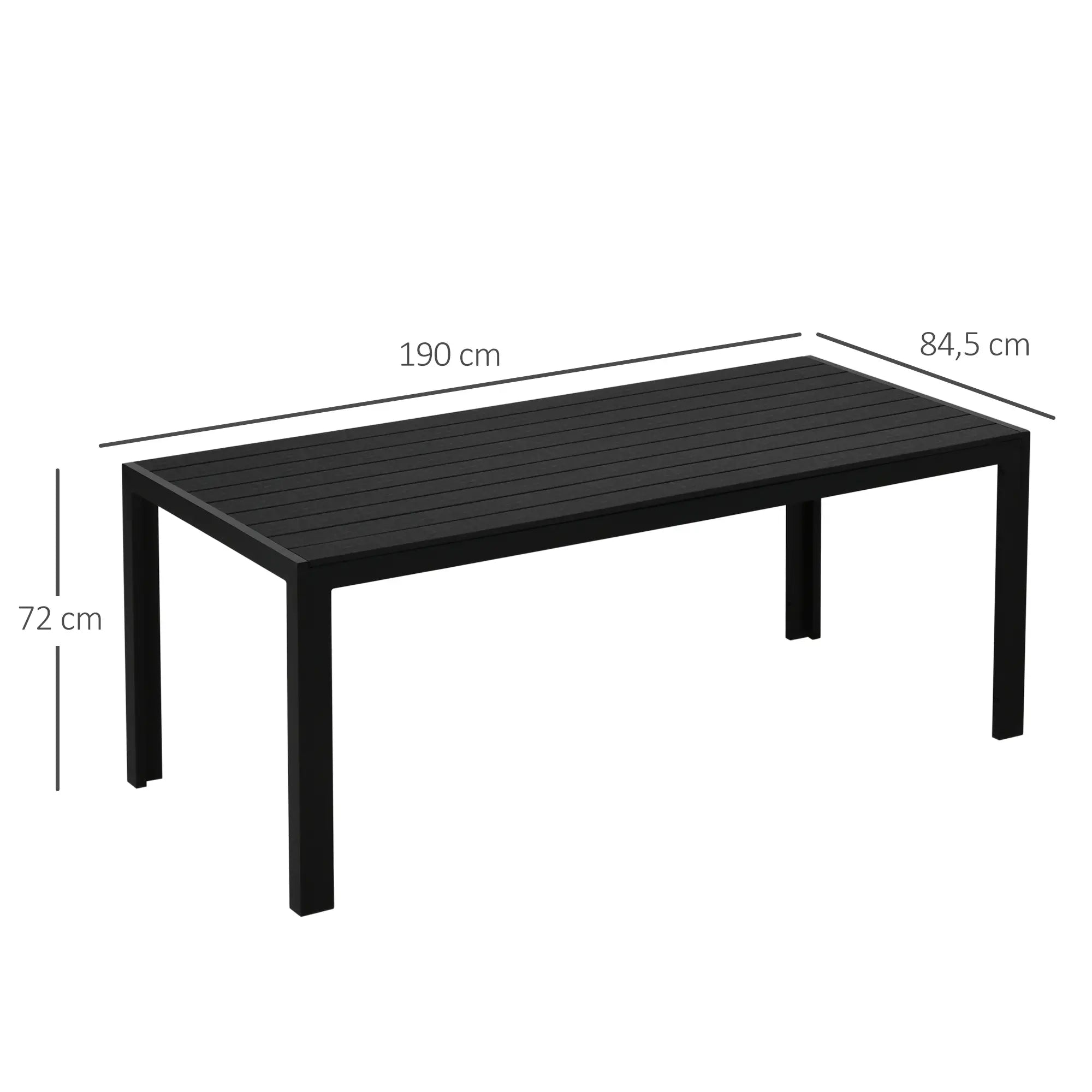 Outsunny Gartentisch Outdoor wetterfest WPC-Tischplatte Aluminium