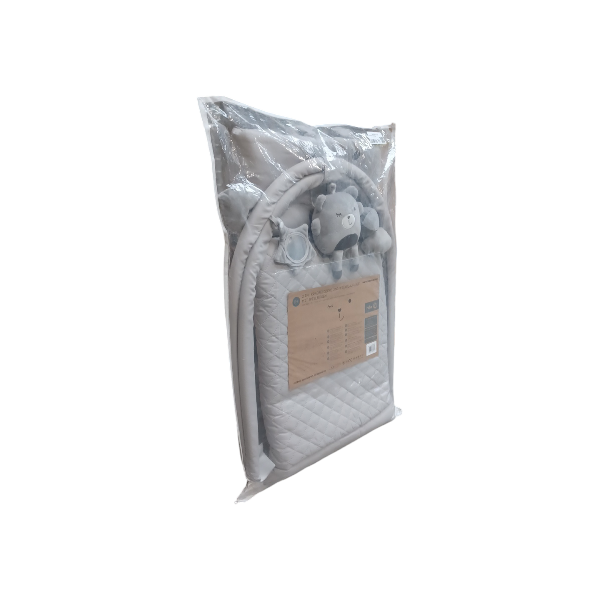 roba 2-in-1 Krabbeldecke und Wickelauflage, mit Spielbogen, grau - B-Ware neuwertig