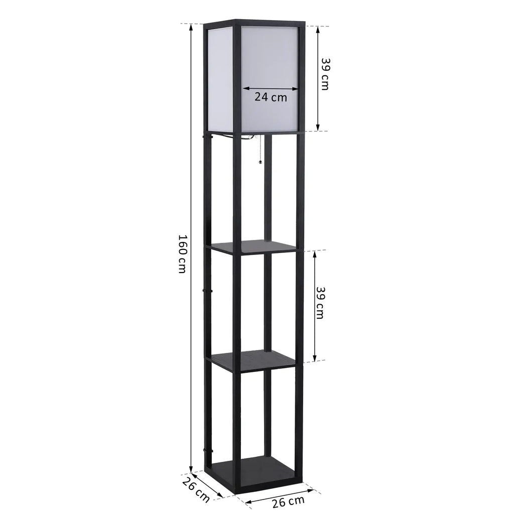 HOMCOM Stehleuchte mit Regal und sanftem Licht für Wohnzimmer