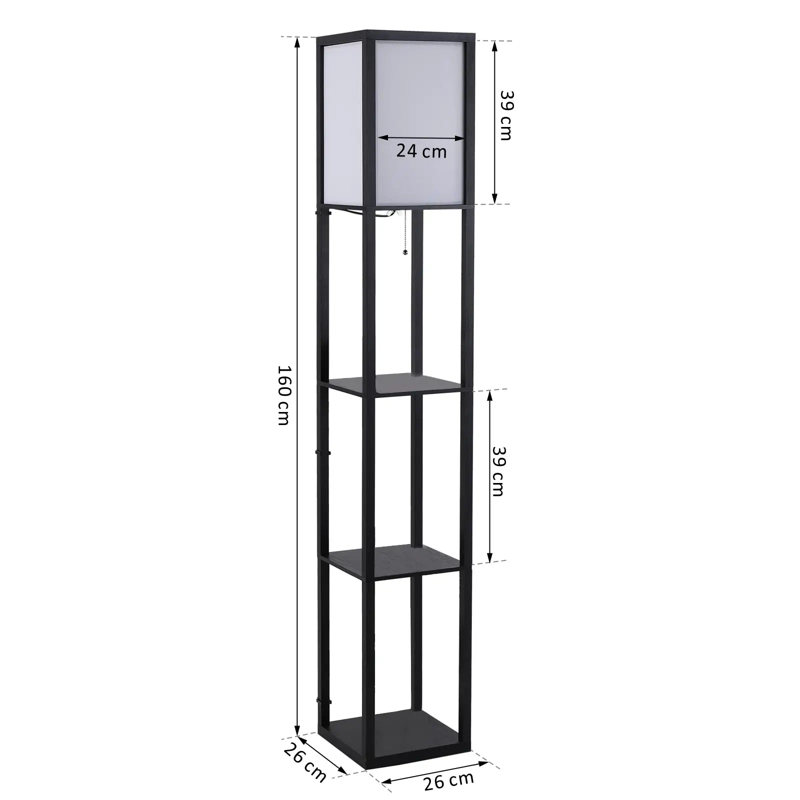 HOMCOM Stehleuchte mit Regal und sanftem Licht für Wohnzimmer