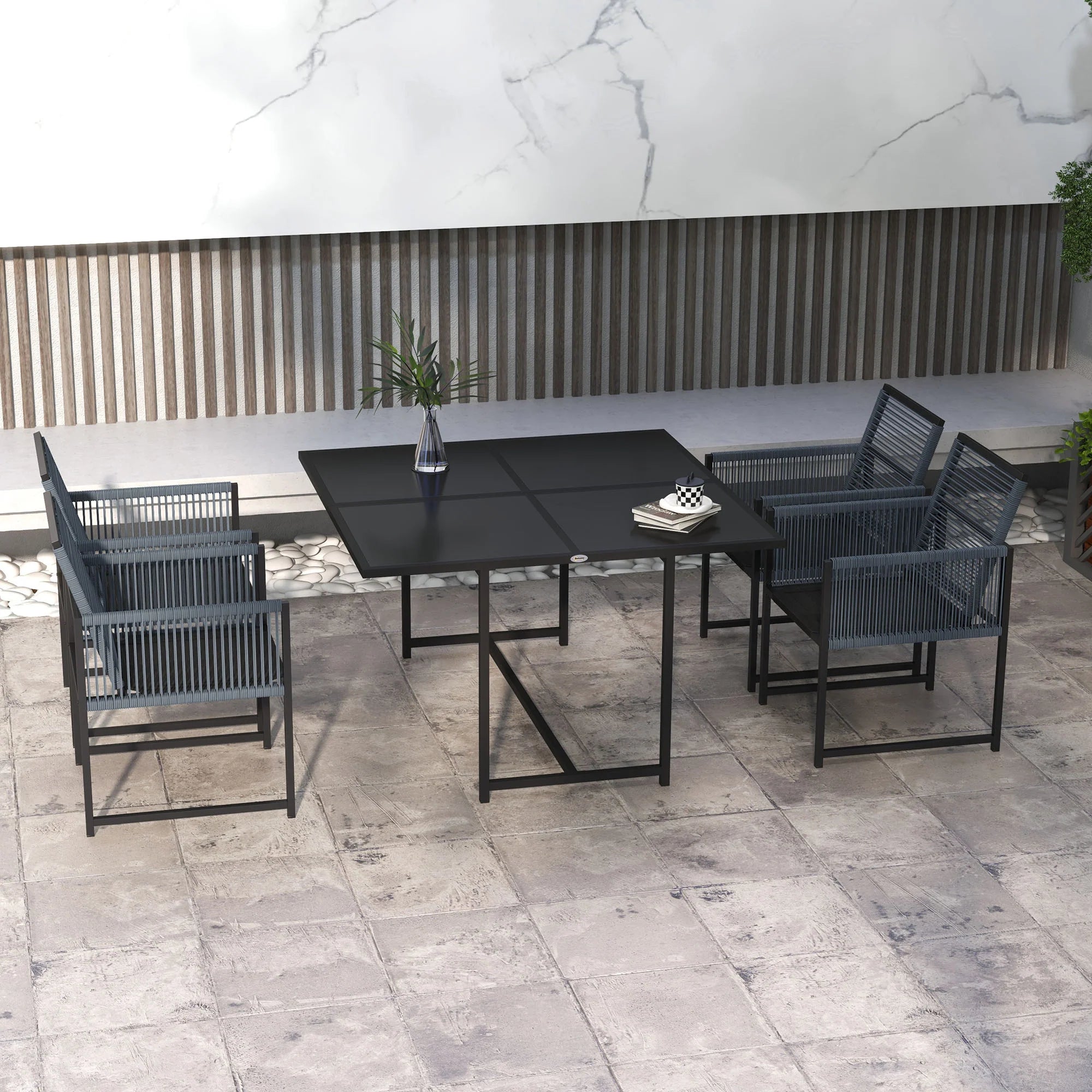 Outsunny Gartenmöbel-Set 4-Sitzer platzsparend klappbar