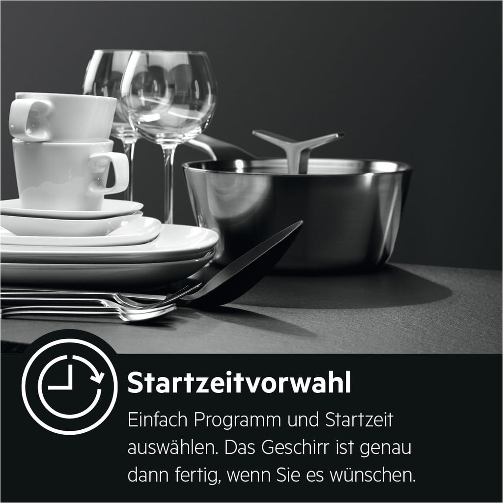 AEG Vollintegrierter Geschirrspüler 60cm, Spülmaschine Serie 7000: mit Glasschutz, Energieklasse A, Besteckschublade, personalisierte Zeit-Steuerung, leise 41dB, ComfortRails, Wasserstopp, FSE7676AP