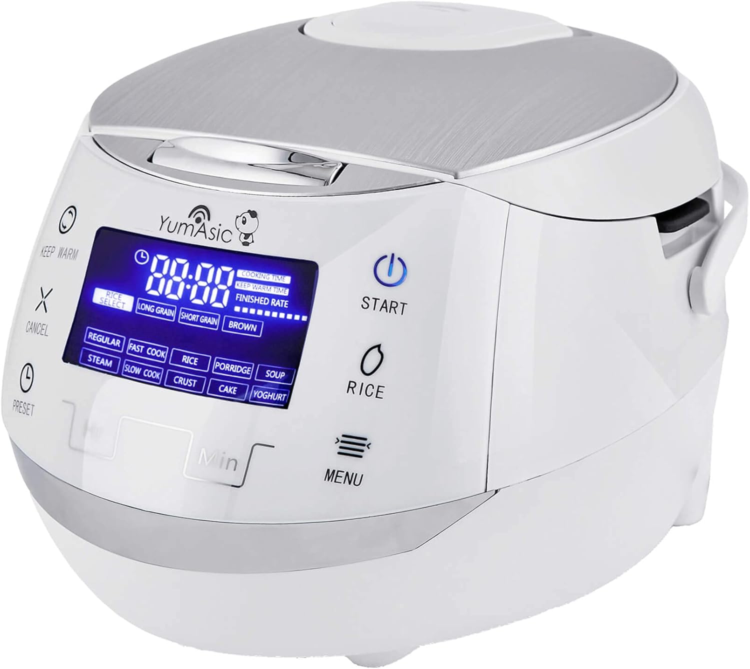 Yum Asia Sakura Reiskocher mit Keramikschale und Advanced Fuzzy Logic (8 Tassen, 1,5 Liter), 6 Reiskochfunktionen, 6 Multikocherfunktionen, Motouch LED-Display, 220-240V EU (schwarz und silber)