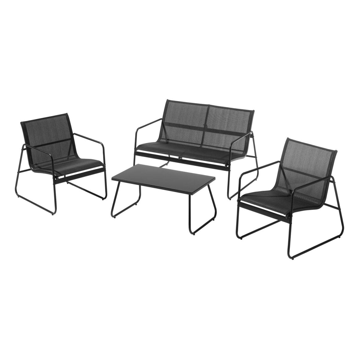 LIVARNO home Lounge-Set, 4-teilig, schwarz - B-Ware sehr gut