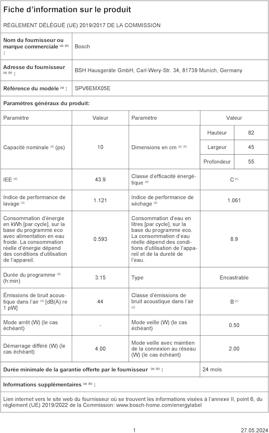 Bosch SPV2IKX10E Serie 2 Smarter Geschirrspüler vollintegriert, 45 cm breit, Besteckkorb, Extra Trocknen auf Knopfdruck, InfoLight roter Lichtpunkt am Boden, AquaStop Schutz gegen Wasserschäden, Weiß