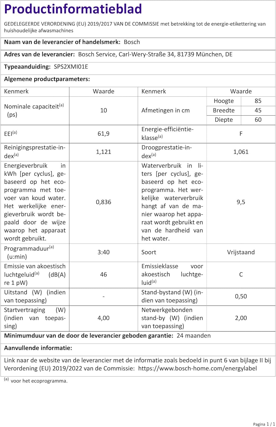 Bosch SPV2IKX10E Serie 2 Smarter Geschirrspüler vollintegriert, 45 cm breit, Besteckkorb, Extra Trocknen auf Knopfdruck, InfoLight roter Lichtpunkt am Boden, AquaStop Schutz gegen Wasserschäden, Weiß