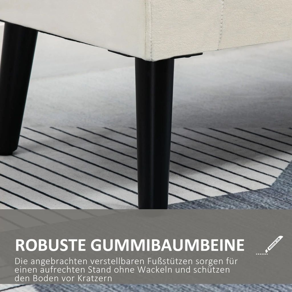 HOMCOM Polsterbank Stauraum Armlehne cremeweiß