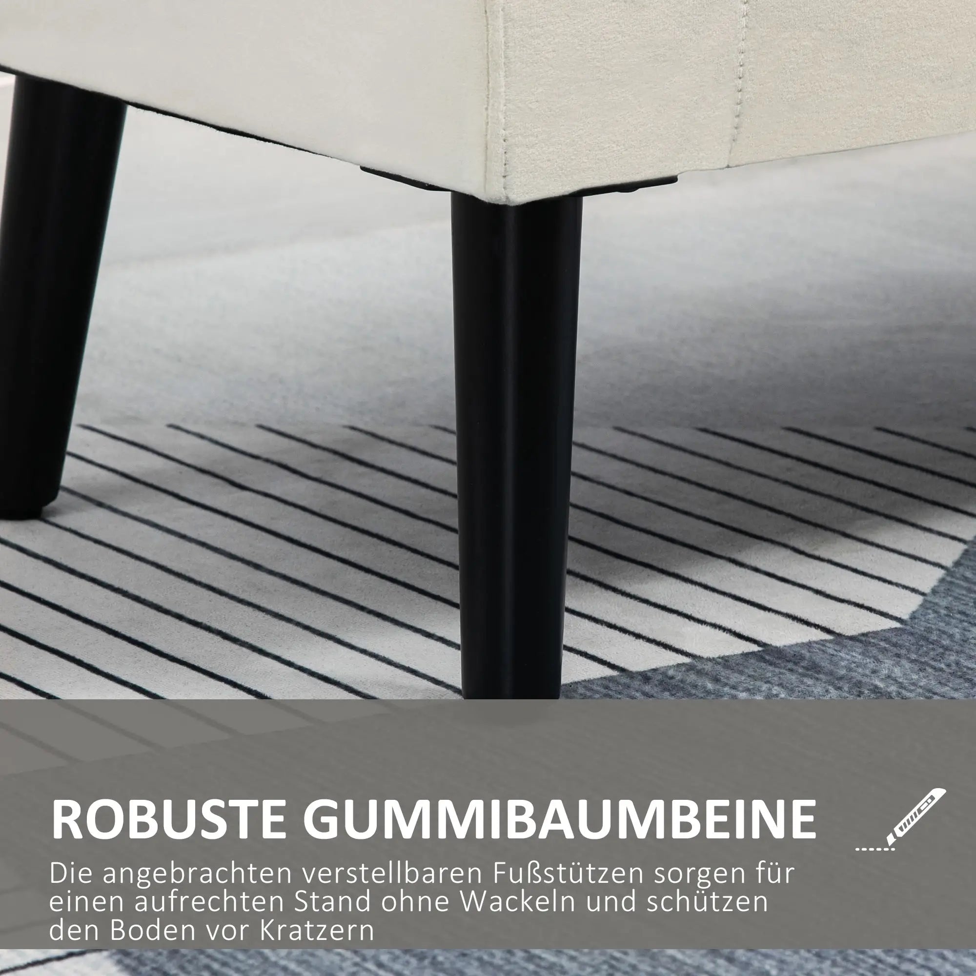HOMCOM Polsterbank Stauraum Armlehne cremeweiß