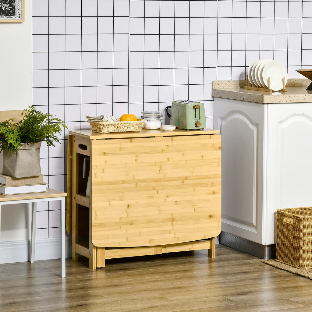 HOMCOM Esstisch Klapptisch mit Ablagefächern Bambus