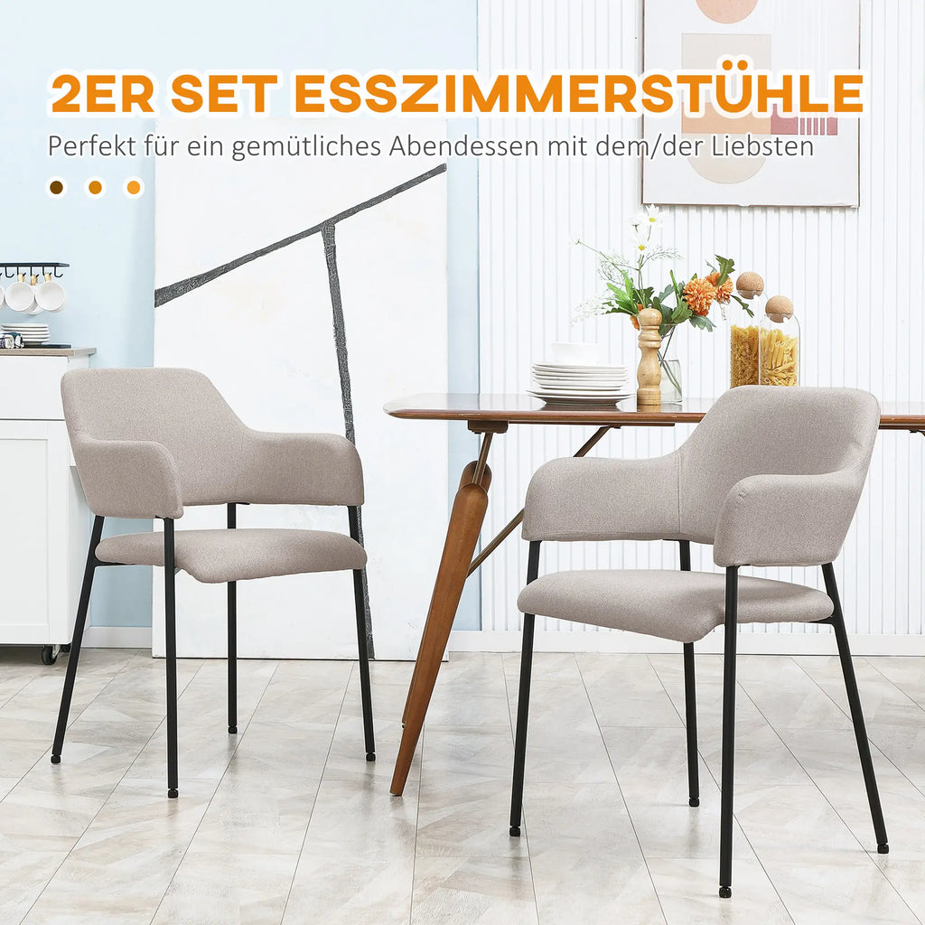 HOMCOM Esszimmerstühle 2er Set mit Komfort-Polsterung geschwungene Rückenlehne