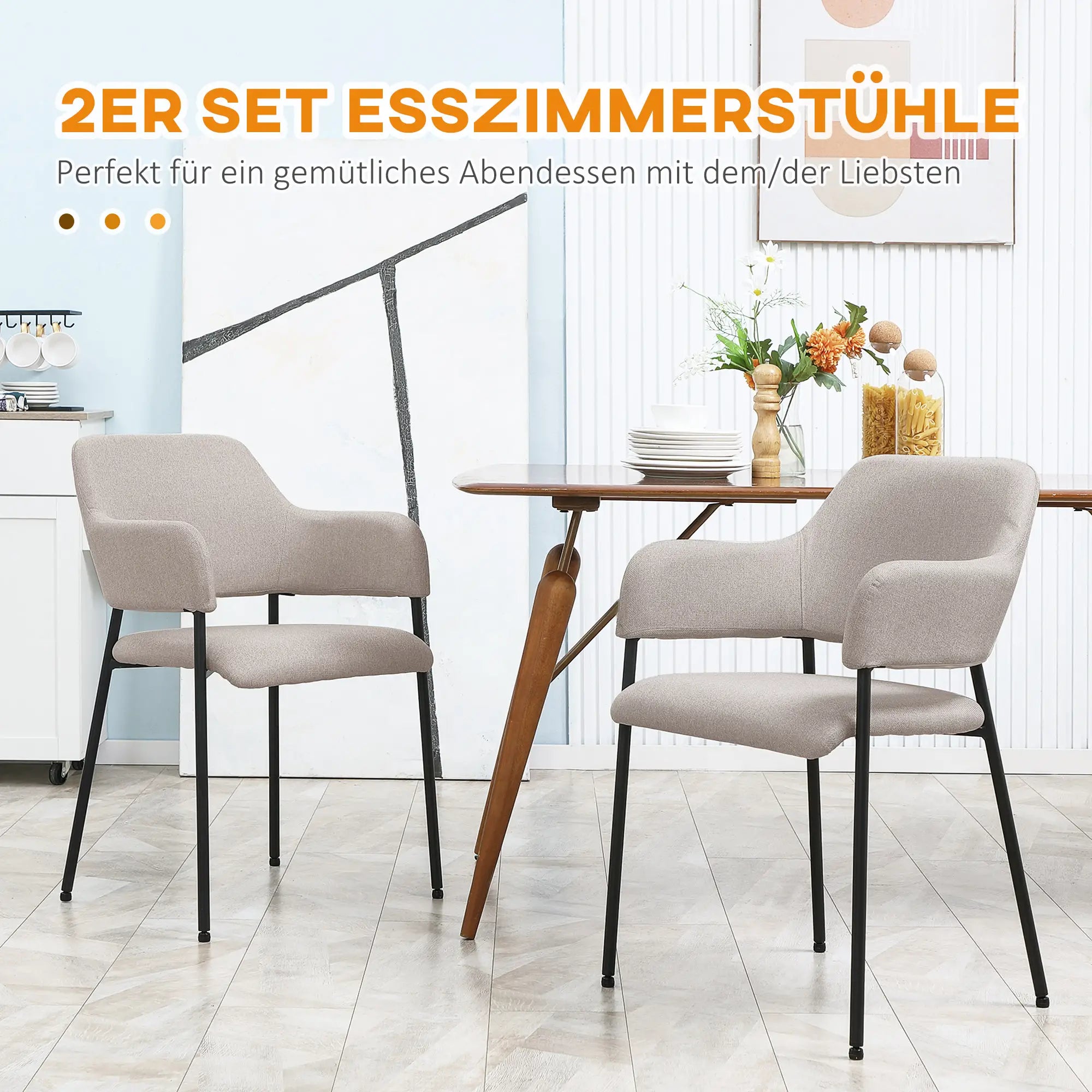 HOMCOM Esszimmerstühle 2er Set mit Komfort-Polsterung geschwungene Rückenlehne