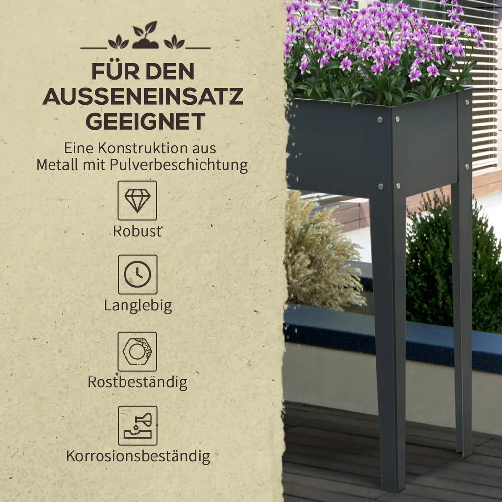Outsunny Hochbeet Pflanzkasten rückenfreundlich mit Abflusslöchern