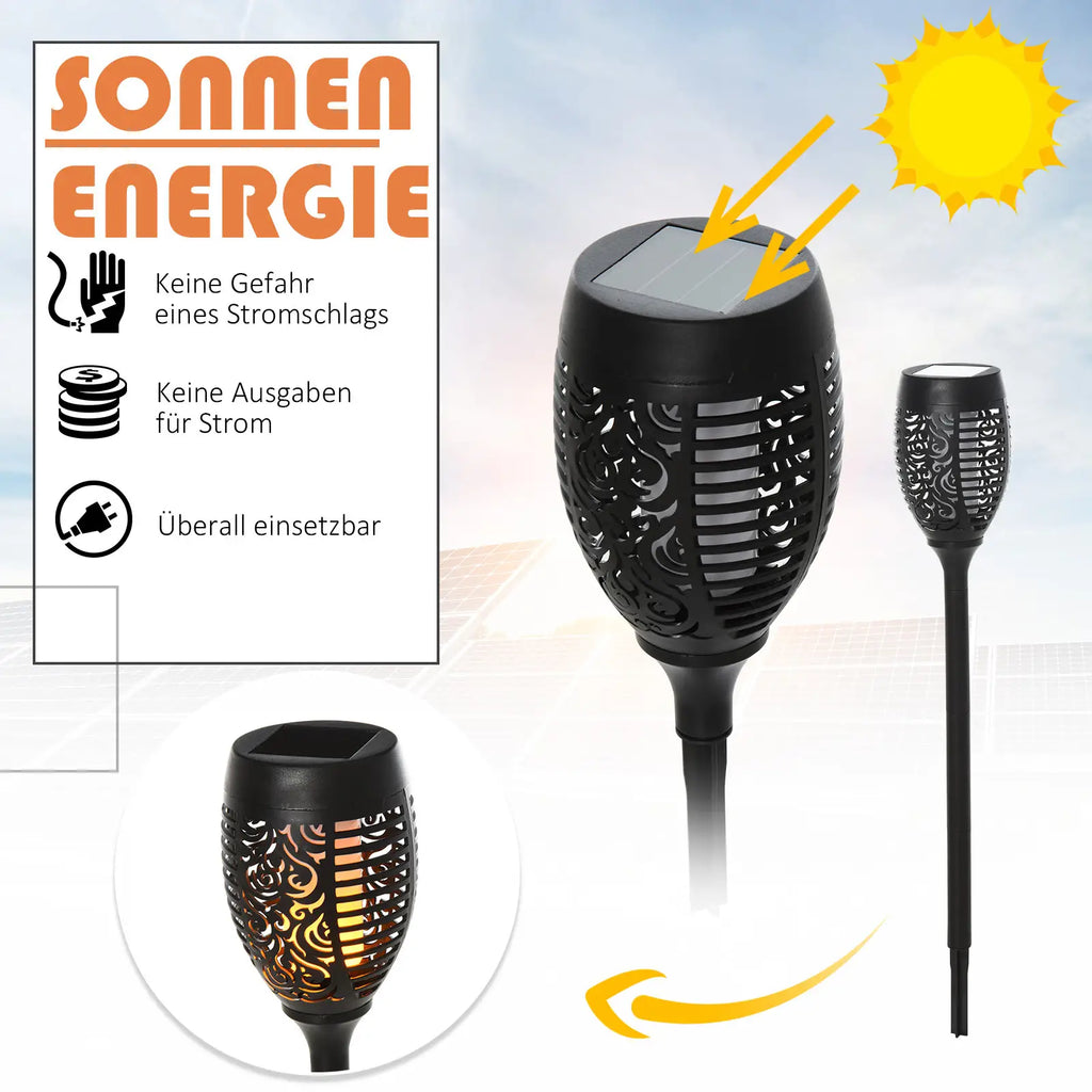 Outsunny Solar Gartenleuchte 4er-Set LED flackerndes Licht Outdoor
