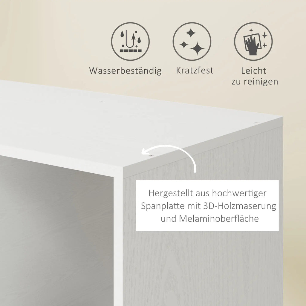 HOMCOM Kleiderschrank auf Rollen mit 3 Regalen Weiß