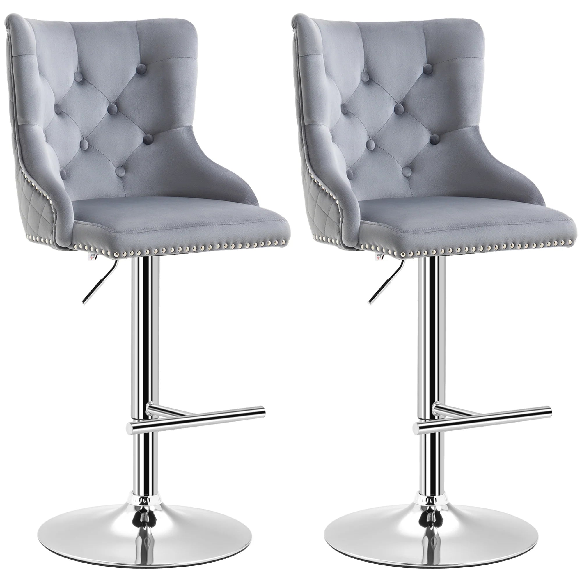 HOMCOM Barhocker 2er-Set höhenverstellbar drehbar Tufting