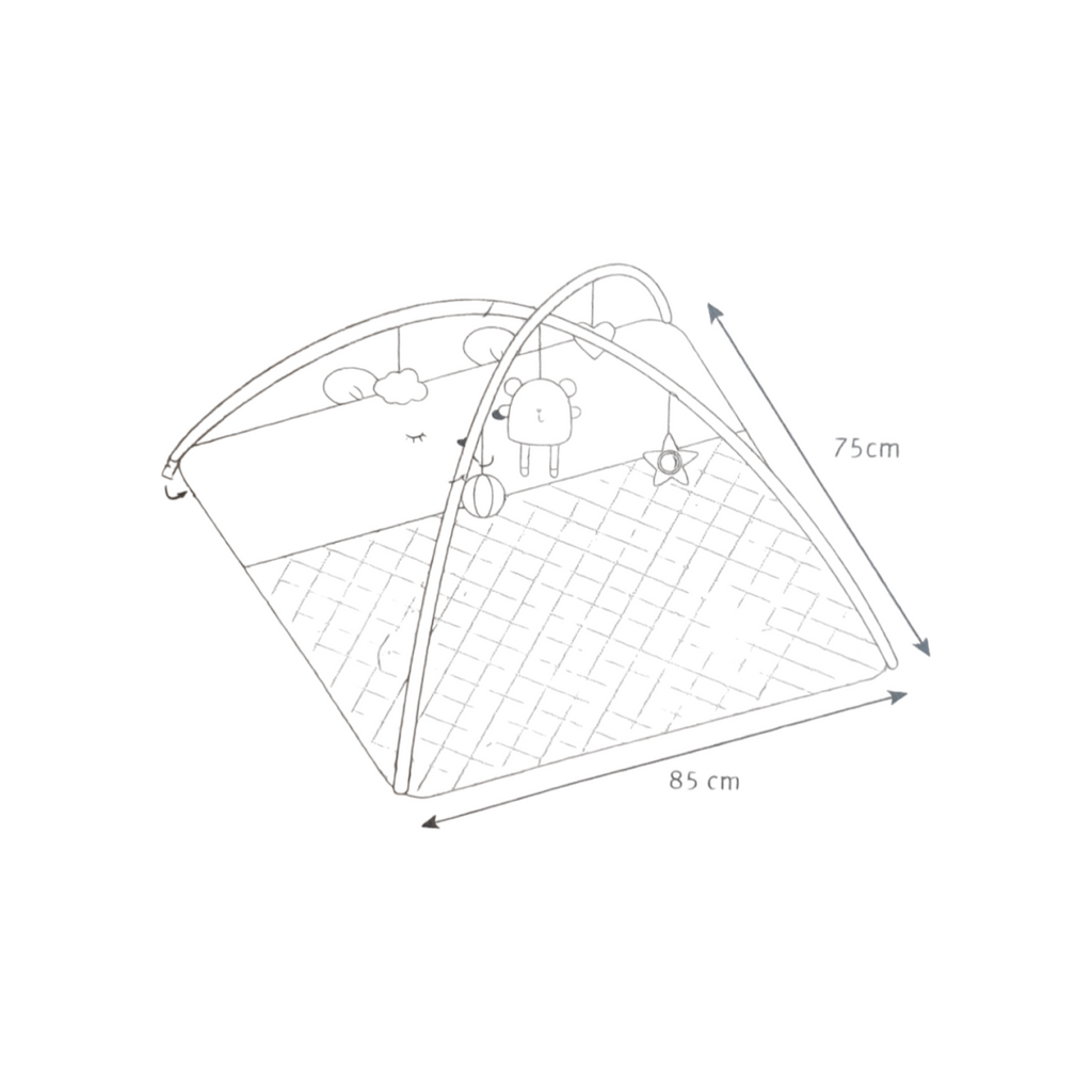 roba 2-in-1 Krabbeldecke und Wickelauflage, mit Spielbogen, grau - B-Ware neuwertig