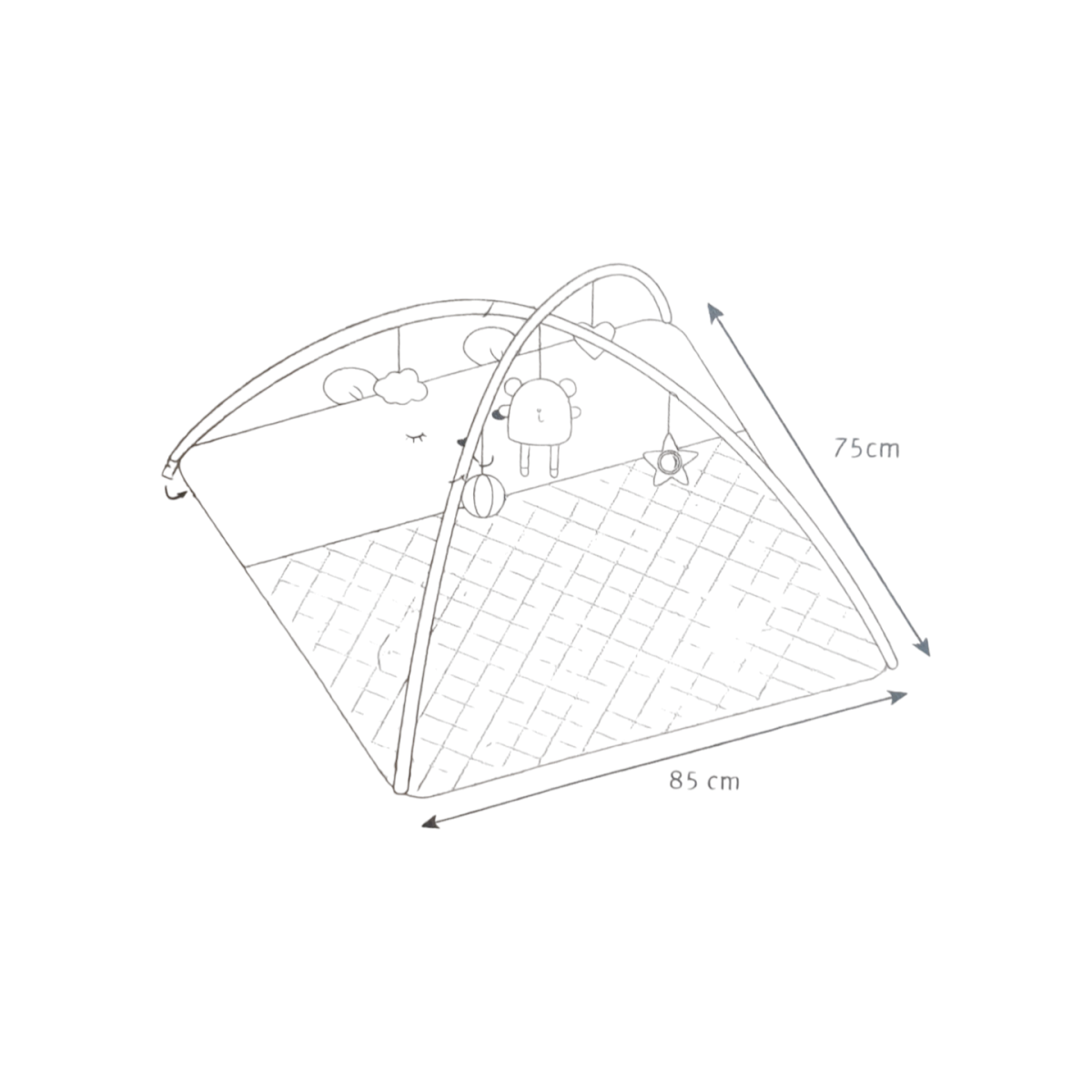 roba 2-in-1 Krabbeldecke und Wickelauflage, mit Spielbogen, grau - B-Ware neuwertig