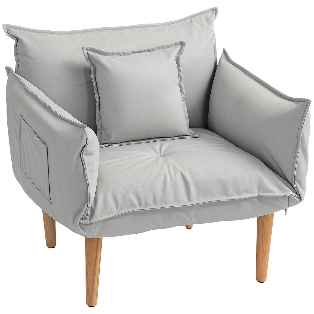 HOMCOM Schlafsessel mit 5-fach verstellbarer Rückenlehne 2in1 Bodensofa
