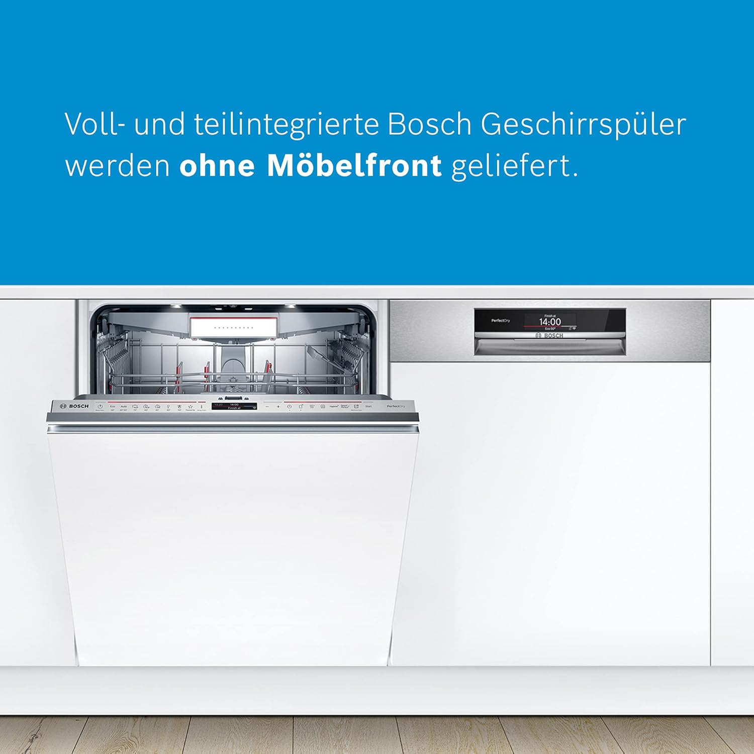 Bosch SPV2IKX10E Serie 2 Smarter Geschirrspüler vollintegriert, 45 cm breit, Besteckkorb, Extra Trocknen auf Knopfdruck, InfoLight roter Lichtpunkt am Boden, AquaStop Schutz gegen Wasserschäden, Weiß