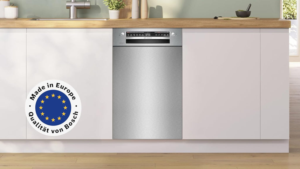 Bosch SPV2IKX10E Serie 2 Smarter Geschirrspüler vollintegriert, 45 cm breit, Besteckkorb, Extra Trocknen auf Knopfdruck, InfoLight roter Lichtpunkt am Boden, AquaStop Schutz gegen Wasserschäden, Weiß