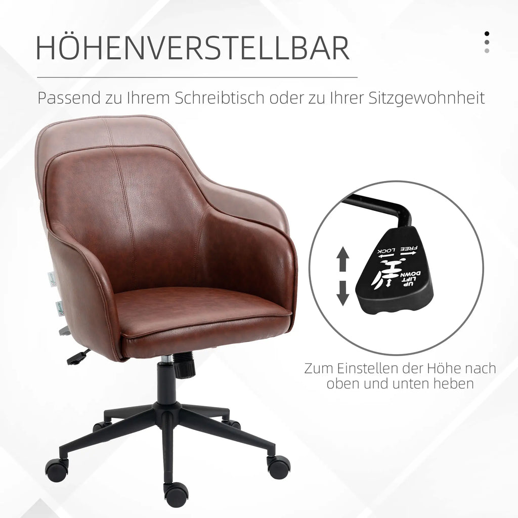 Vinsetto Bürostuhl Schreibtischstuhl höhenverstellbar Kippfunktion Braun