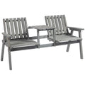 Outsunny Gartenbank mit Tisch Regenschirmloch 2-Sitzer Massivholz