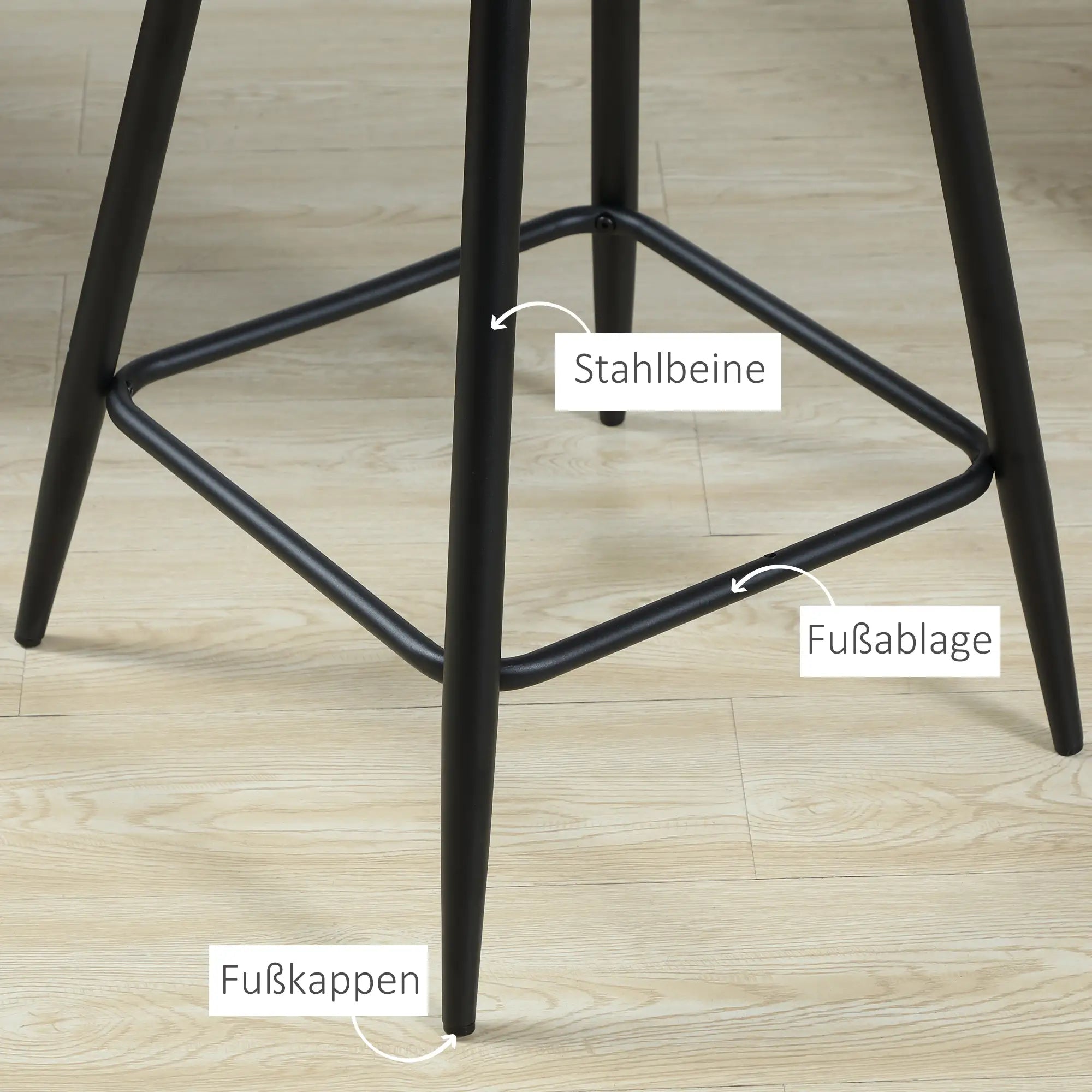 HOMCOM Barhocker 2er-Set mit Rückenlehne und Fußstütze grau