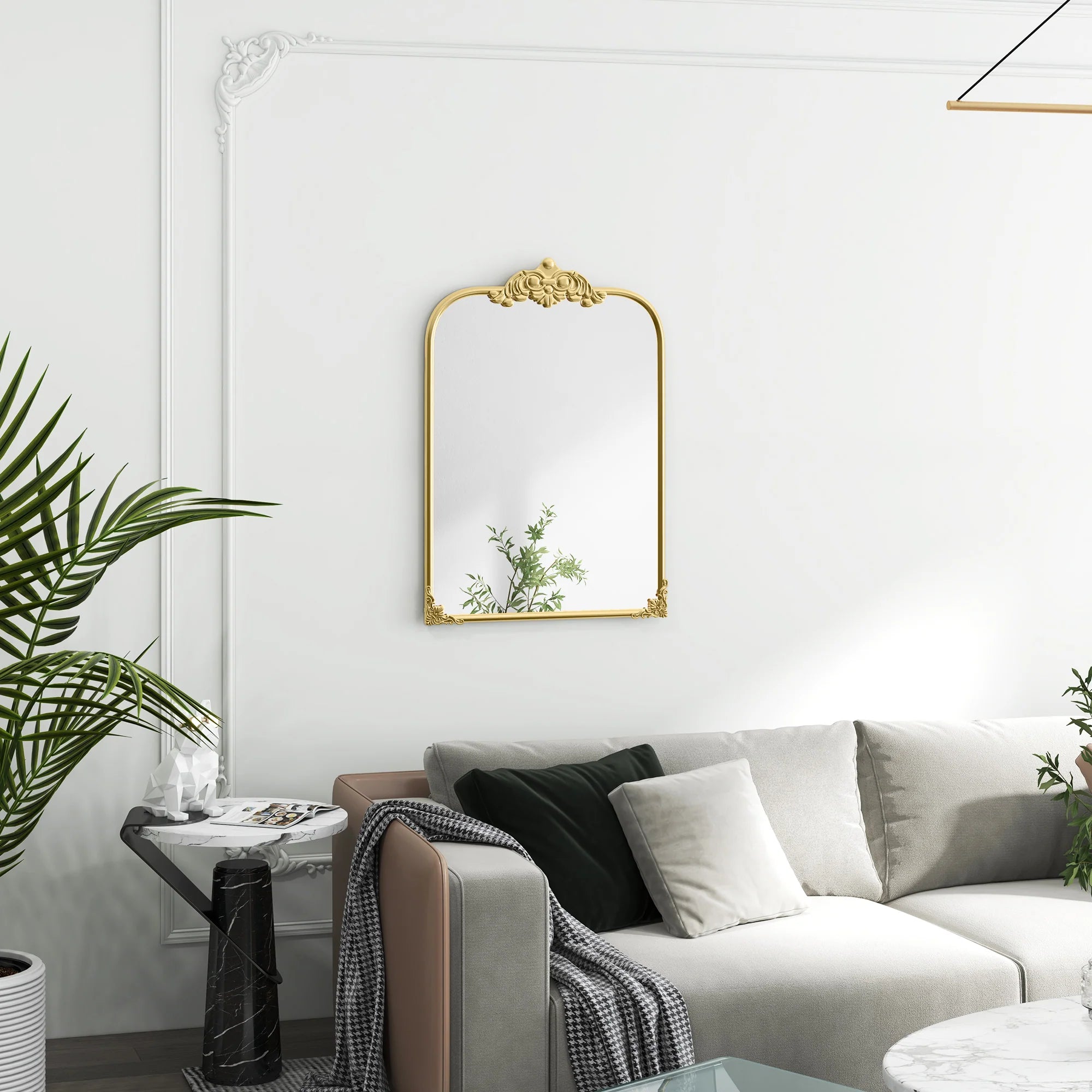 HOMCOM Wandspiegel Barockstil florale Deko abnehmbare Verzierungen