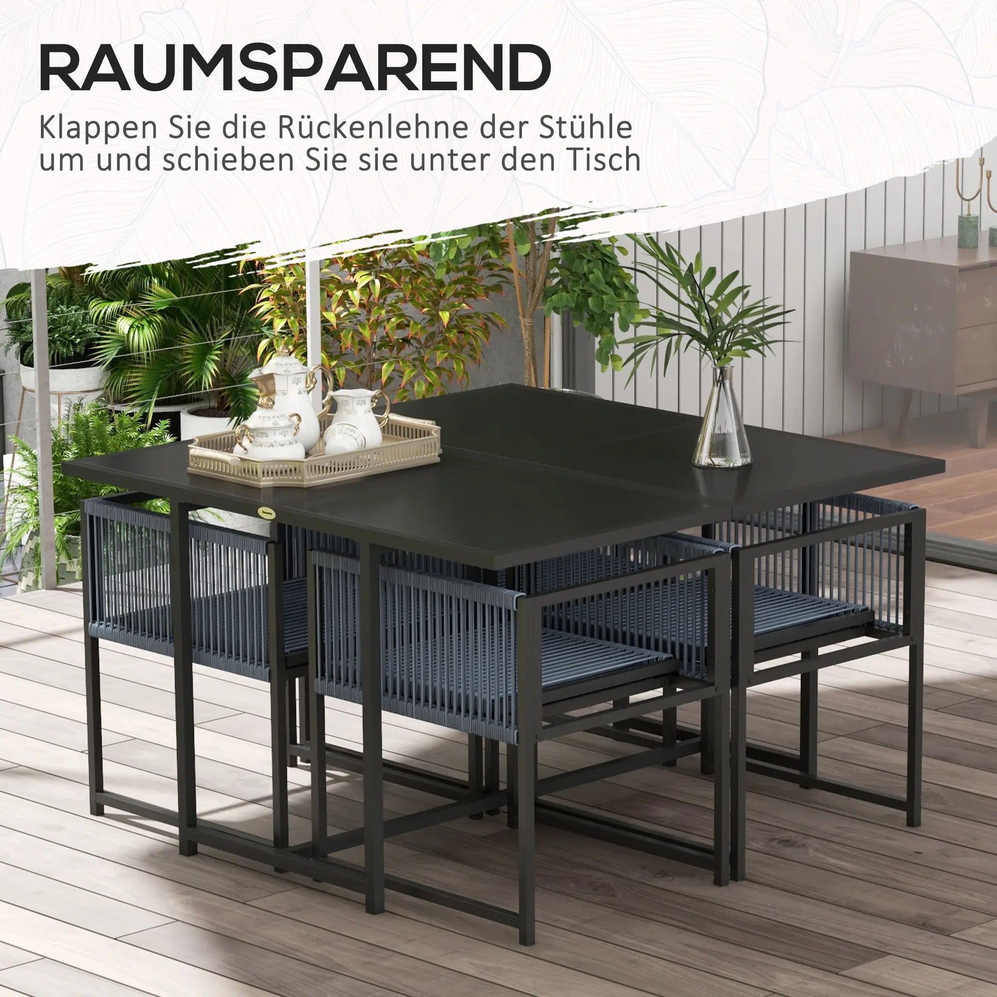 Outsunny Gartenmöbel-Set 4-Sitzer platzsparend klappbar