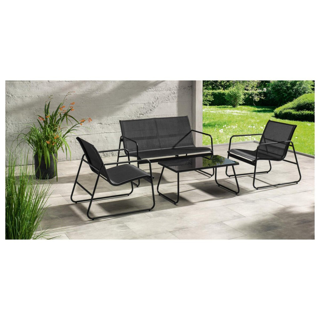 LIVARNO home Lounge-Set, 4-teilig, schwarz - B-Ware sehr gut