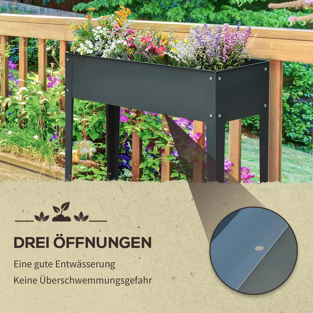 Outsunny Hochbeet Pflanzkasten rückenfreundlich mit Abflusslöchern