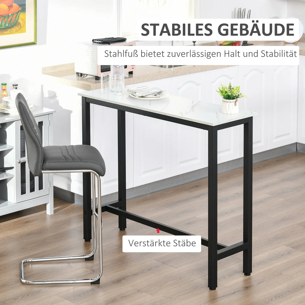 HOMCOM Bartisch Stehtisch Marmoroptik rutschfeste Fußpads Weiß