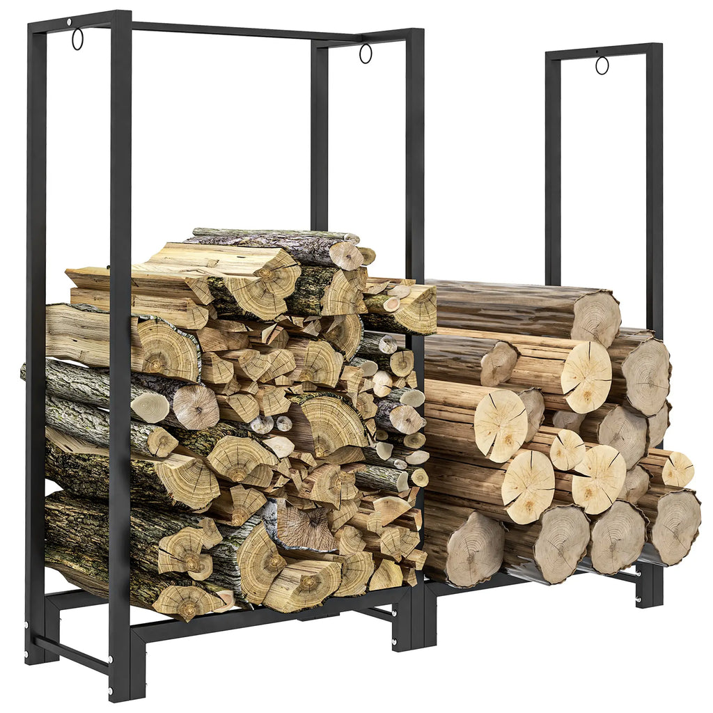 Outsunny Kaminholzregal 123 × 32 × 115 cm – 2 Abschnitte, bis 200 kg
