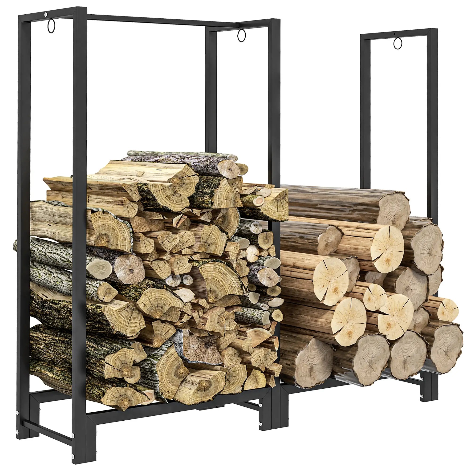 Outsunny Kaminholzregal 123 × 32 × 115 cm – 2 Abschnitte, bis 200 kg