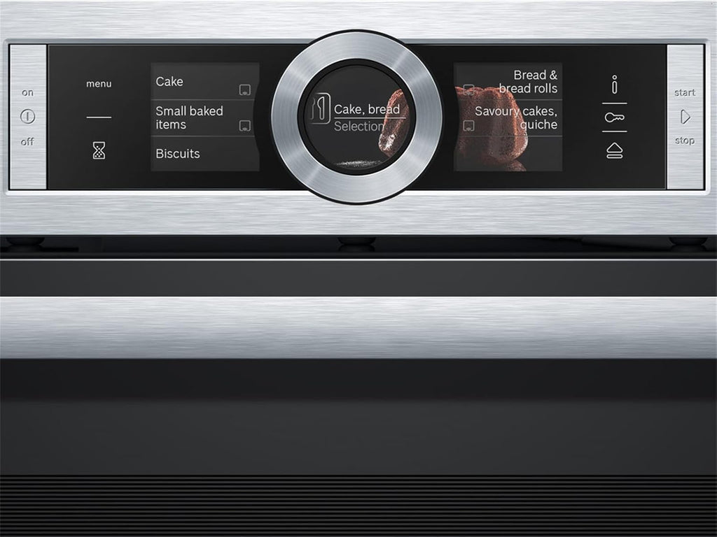 Bosch HMG7361B1, Serie 8 smarter Einbau-Backofen mit Mikrowellenfunktion, 60 x 60 cm, Made in Germany, Schwarz, Air Fry, Digitaler Bedienring, Touchdisplay, Automatikprogramme, Reinigungsunterstützung