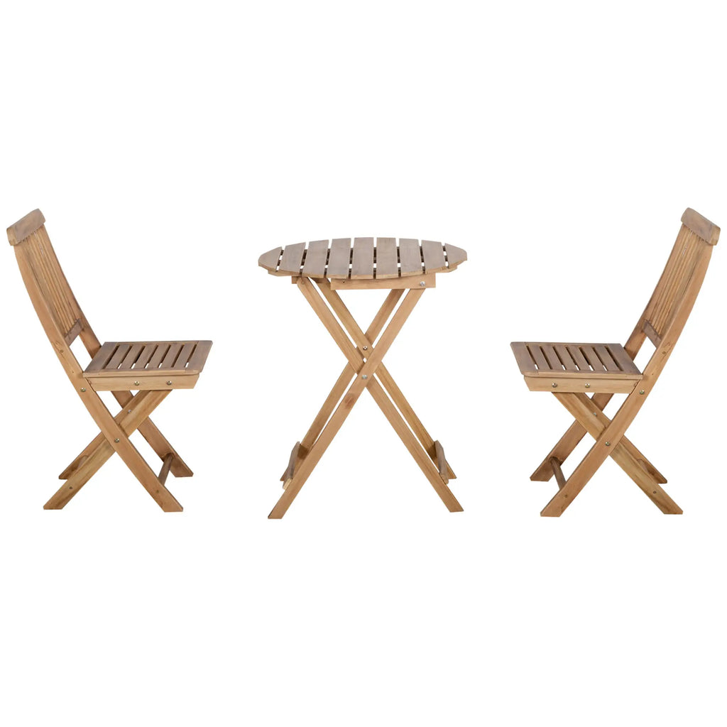Outsunny Bistroset 2-Sitzer Holz klappbar Natur
