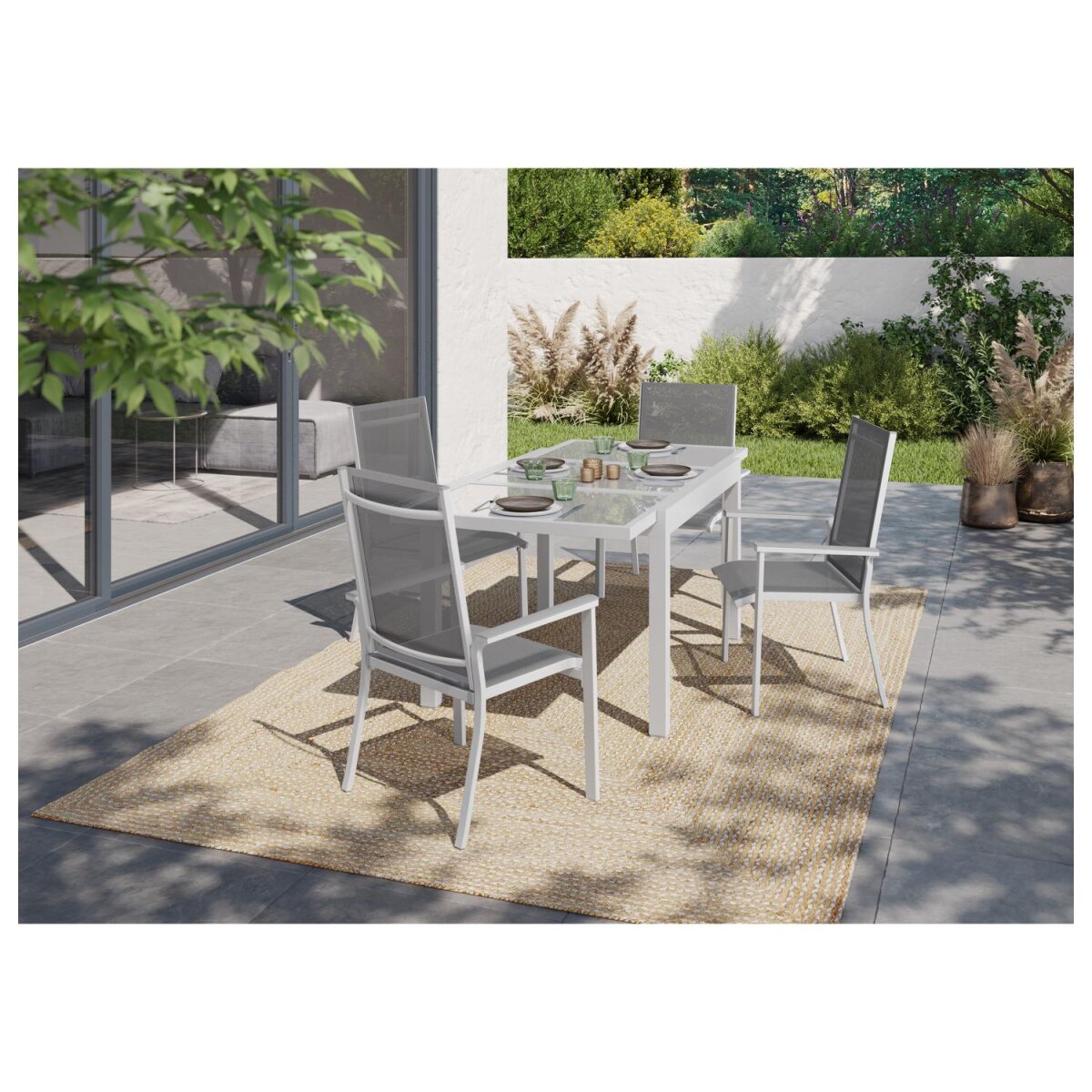 LIVARNO home Alu-Gartentisch »Houston«, ausziehbar, weiß/hellgrau - B-Ware sehr gut