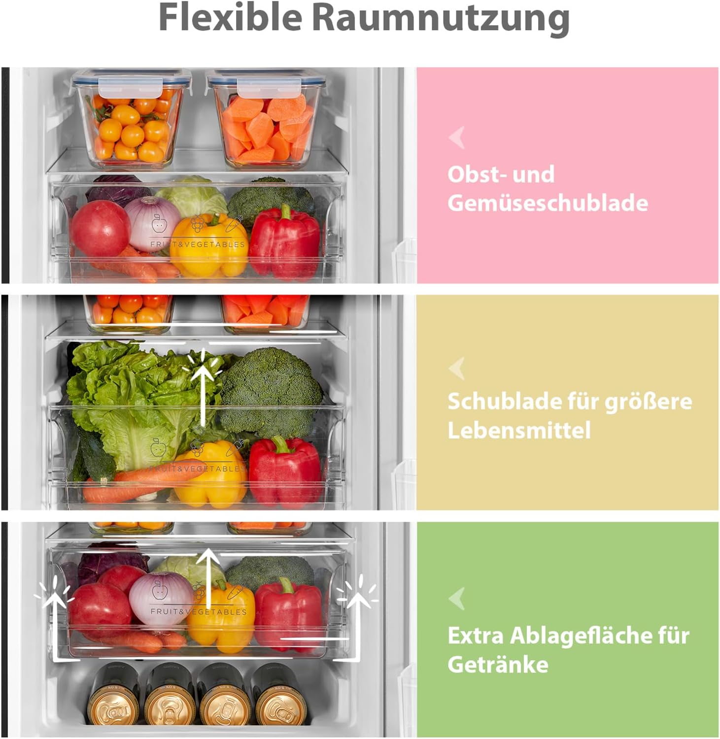 Comfee' RCB169DK3 Kühlschrank mit Gefrierfach 150cm Höhe/Kühl-/Gefrierkombination/Low Frost/174L/leise Kühlgefrierkombi 38dB/Einstellbare Kühlschranktemperatur/LED-Licht/156 kWh/Jahr/Schwarz