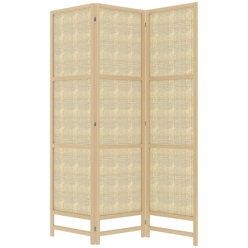 HOMCOM Paravent 3-teilig 135x180 cm aus PP-Rattan Natur