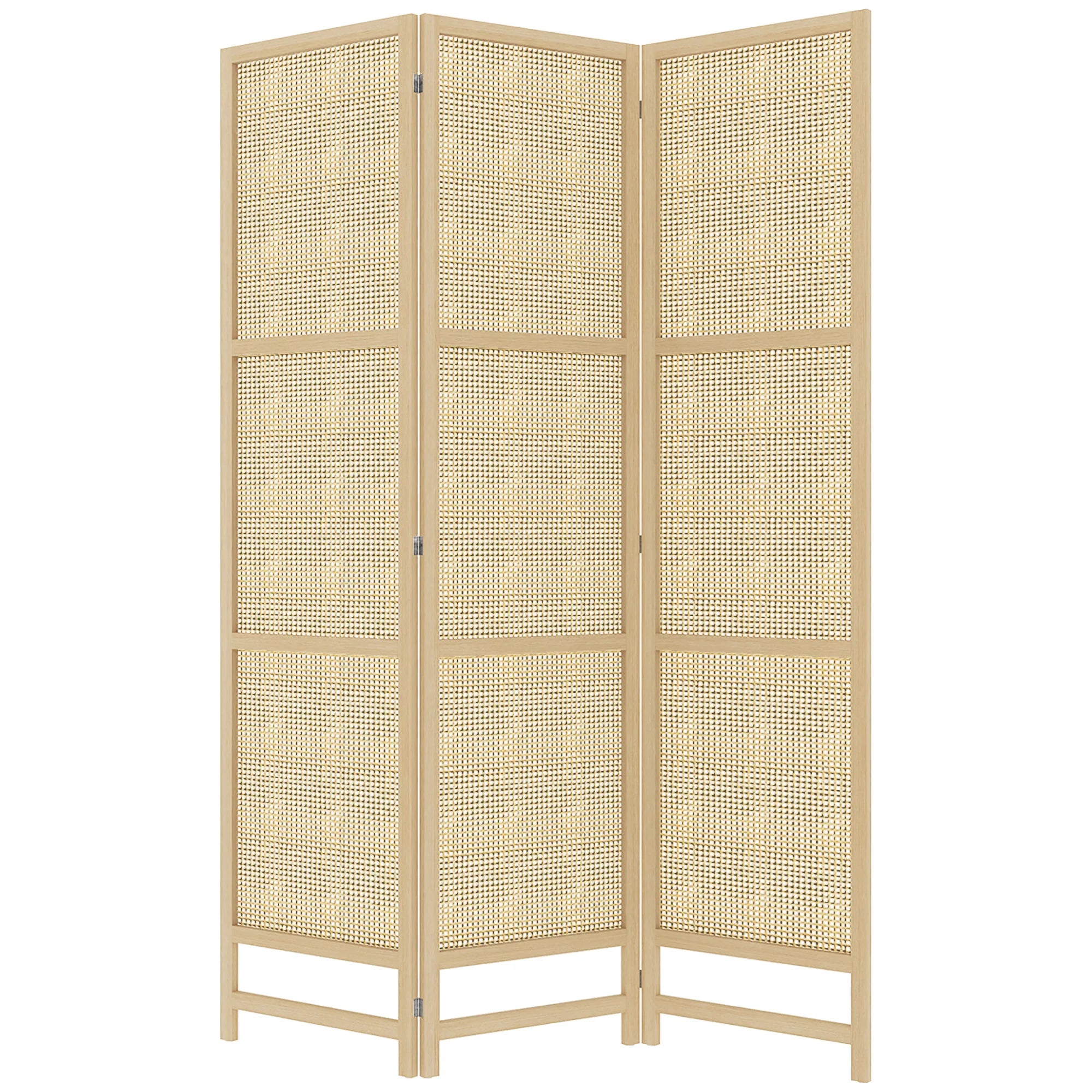 HOMCOM Paravent 3-teilig 135x180 cm aus PP-Rattan Natur