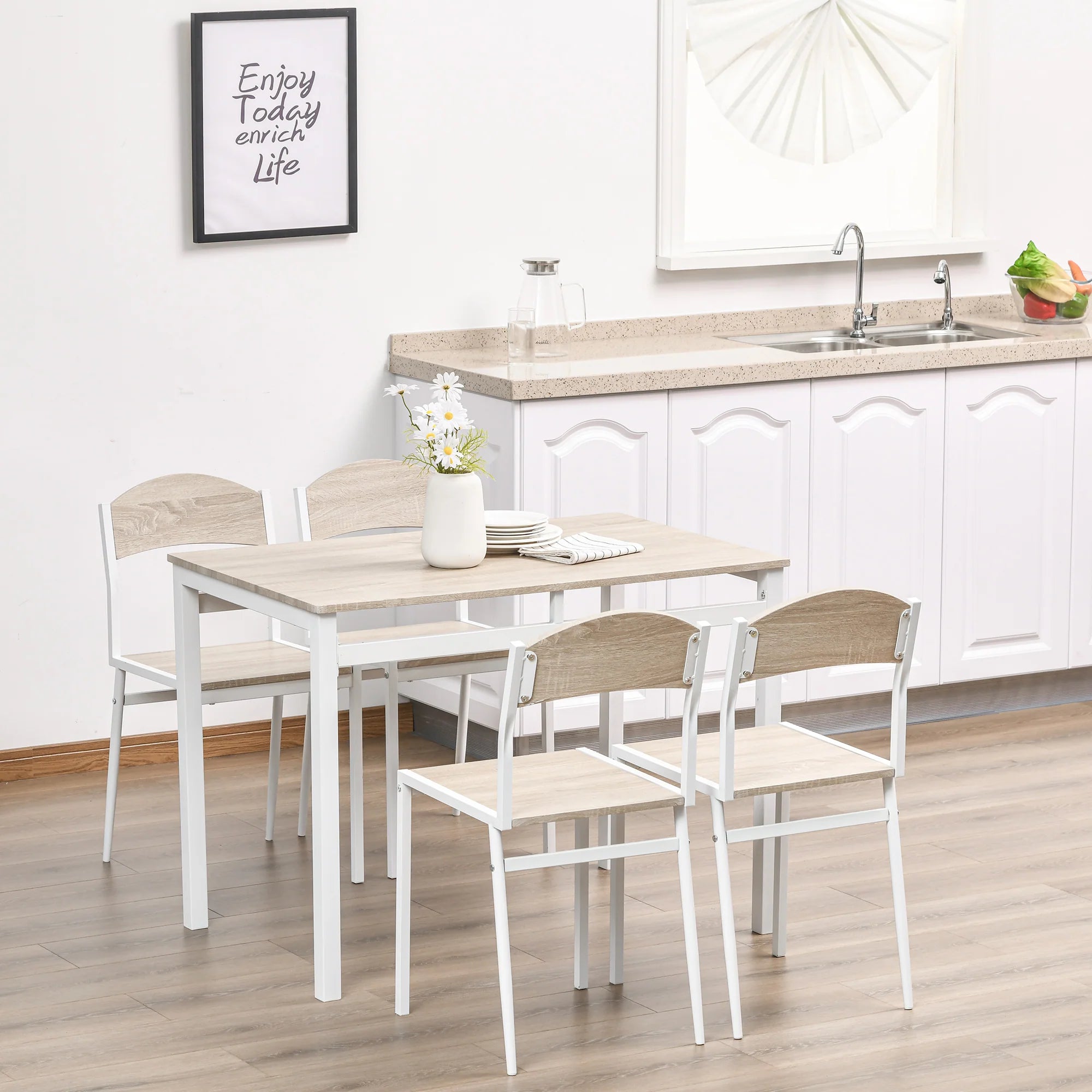 HOMCOM Essgruppe 5-teilig Landhausstil vielseitig einsetzbar