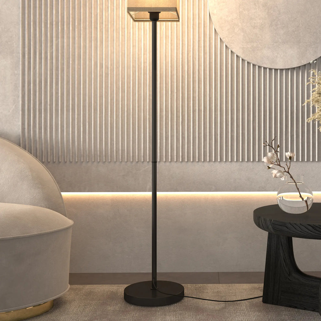 HOMCOM Stehlampe mit Fußschalter und Leinenoptik-Schirm