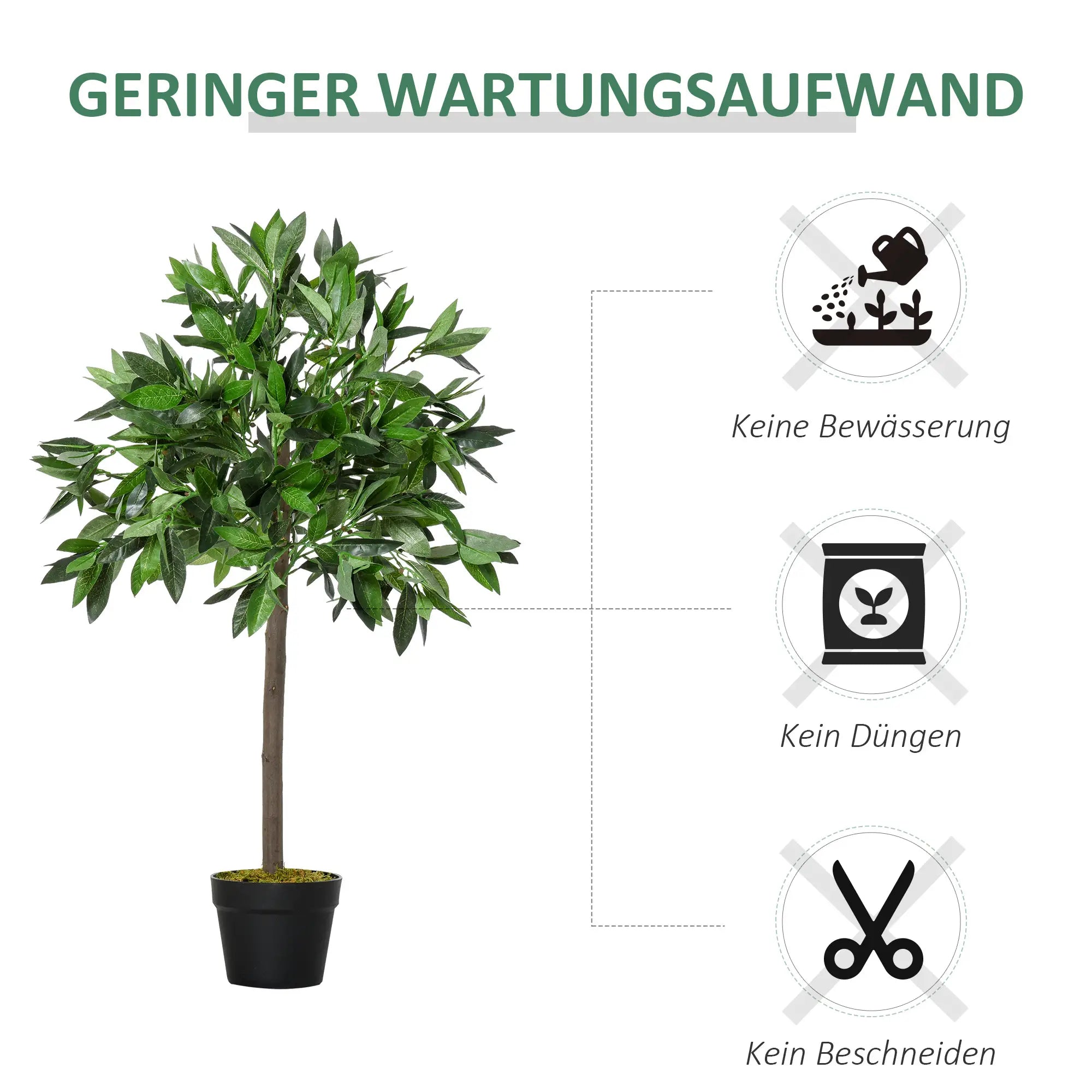 Outsunny 2er-Set Künstlicher Lorbeerbaum 90 cm im Zementtopf
